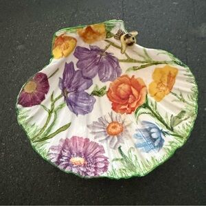 Handcrafted natural Seashell ring/trinket dish with one of a kind design